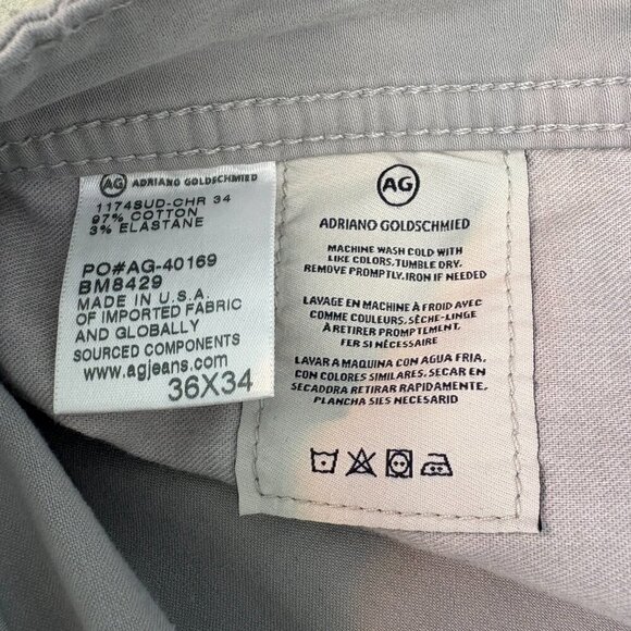 AG Adriano Goldschmied The Graduate Tailored Leg Light Gray Jeans Size 36 x 30 - Picture 3 of 7